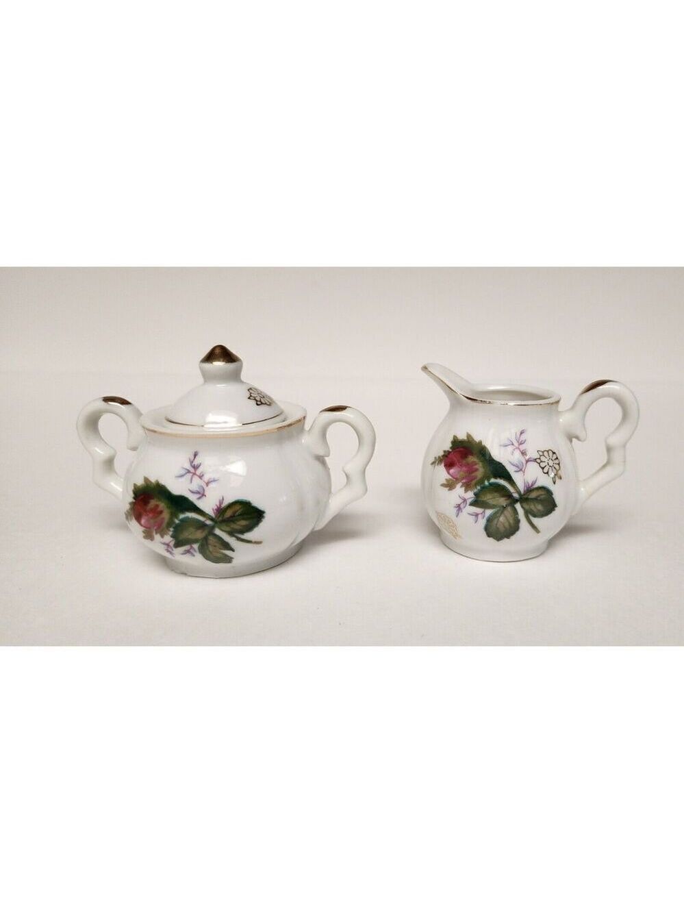 VINTAGE JAPAN MINITURE MOSS ROSE REPLACEMENT CREAMER/SUGAR BOWL